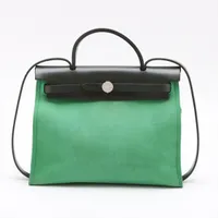エルメス エールバッグジップPM トワルオフィシエ グリーン シルバー金具