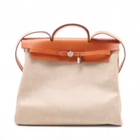 エルメス エールバッグMM トワルアッシュ ベージュ シルバー金具