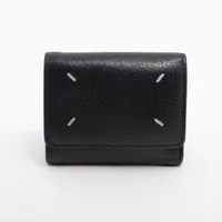 メゾンマルジェラ 4ステッチ レザー マネークリップ ブラック AB