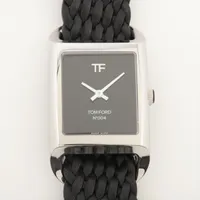 トムフォード TFT004003 SS×革 QZ ブラック文字盤