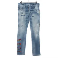ディースクエアード コットン×ポリウレタン デニムパンツ 23SS 42 ブルー×ホワイト