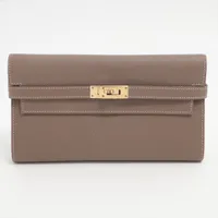 エルメス ケリーウォレット ヴォーエプソン 財布 エトゥープ シルバー 