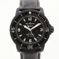 ブランパン×スウォッチ オーシャンオブストーム S035B400 CE×社外革 AT ブラック文字盤