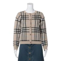 バーバリー ウール×カシミヤ カーディガン 22AW 14Y164cm ベージュ×ブラック