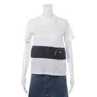 プラダ トライアングルロゴ コットン×ポリアミド Tシャツ 20年 XS ブラック×ホワイト