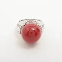 ノンブランド 珊瑚 ダイヤ K18WG 約13.5mm