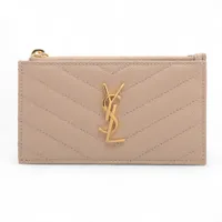 サンローランパリ モノグラム YSL GUE607915 レザー フラグメントケース ベージュ