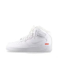 ナイキ×シュプリーム AIR FORCE 1 MID SP レザー ハイカットスニーカー 27.5cm ホワイト