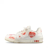 ヴィトン×NIGO LVトレイナーライン レザー スニーカー 21年 8 ホワイト×レッド
