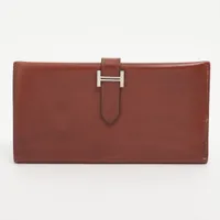 エルメス ベアンクラッシック ボックスカーフ ブラウン シルバー金具