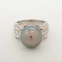 ノンブランド パール ダイヤ Pt900 約12.5mm