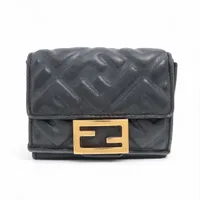 フェンディ バゲット 8M0395 レザー コンパクトウォレット ブラック