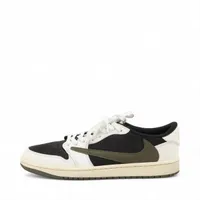 ナイキ×トラヴィススコット AIR JORDAN 1 LOW レザー×スエード スニーカー 27.5cm ブラック×ホワイト