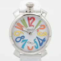 ガガミラノ マヌアーレ48mm SS×革 手巻き ホワイト文字盤