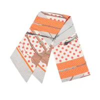 エルメス マキシツイリー Clic Clac a Pois クリッククラックドット シルク スカーフ グレー×オレンジ