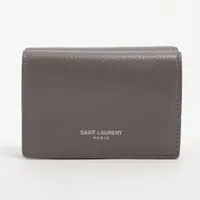 サンローランパリ ロゴ TGN651475 レザー コンパクトウォレット グレー