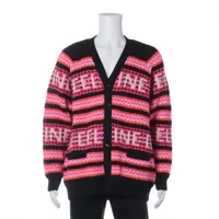 セリーヌ ウール カーディガン 23SS M ブラック×ピンク