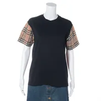 バーバリー ノバチェック コットン Tシャツ ティッシ期 XS ブラック×ベージュ