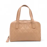 シャネル ワイルドステッチ レザー ベージュ ゴールド金具