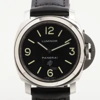 パネライ ルミノールベースロゴ PAM01000 SS×革 手巻き ブラック文字盤