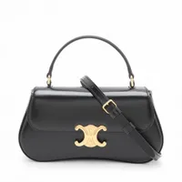 セリーヌ トリオンフ ティーン ローラ レザー 2WAYハンドバッグ ブラック