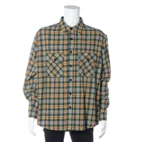 セリーヌ コットン×ウール チェックシャツ 22AW 41 グリーン×ブラウン