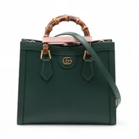 グッチ バンブー ダイアナ レザー 2WAYハンドバッグ グリーン