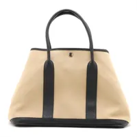 エルメス ガーデンパーティ36 PM トワルオフィシエ ベージュ シルバー金具