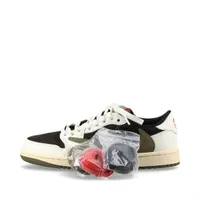 ナイキ×トラヴィススコット AIR JORDAN 1 LOW OG SP レザー スニーカー 23.5cm カーキ