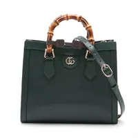 グッチ バンブー ダイアナ レザー 2WAYハンドバッグ グリーン