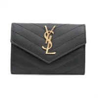 SAINT LAURENT 　サンローラン　ロゴ　コンパクト　Vステッチ サンローランパリ Vステッチ YSLロゴ TGN668274 レザー コンパクト