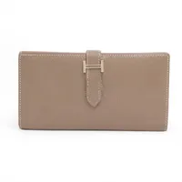 エルメス ベアン デュプリ シェブルミゾル 財布 ブルー シルバー金具