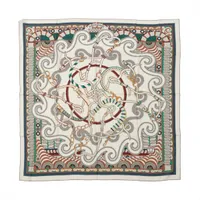 エルメス カレジェアン Harnais en Rosace ハーネスの薔薇窓 カシミヤ×シルク ストール ブラウン