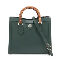 グッチ バンブー ダイアナ レザー 2WAYハンドバッグ グリーン