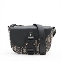 ディオール オブリーク サドル メッセンジャー ミニ キャンバス ショルダーバッグ ネイビー