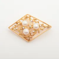 ミキモト パール ダイヤ K18(YG×WG) 約6.5～7.0mm