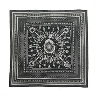 エルメス カレジェアン LES CLES BANDANA 鍵柄 カシミヤ×シルク スカーフ ブラック