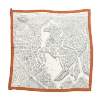 エルメス カレジェアン La Cite Cavaliere シテ カヴァリエール カシミヤ×シルク スカーフ ホワイト×ブラウン