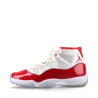 ナイキ AIR JORDAN 11 RETRO パテントレザー×ファブリック ハイカットスニーカー 28cm レッド×ホワイト