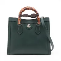 グッチ バンブー ダイアナ レザー 2WAYハンドバッグ グリーン