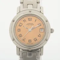 エルメス クリッパー CL4.210 SS×GP QZ ピンク文字盤