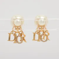 ディオール Dior Tribales  ディオール トライバル GP×ラインストーン×フェイクパール イヤリング(両耳用) ゴールド