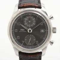 IWC ポルトギーゼ クロノグラフ IW390404 SS×革 AT グレー文字盤