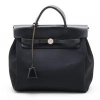 エルメス エールバッグアドPM トワルオフィシエ ブラック シルバー金具